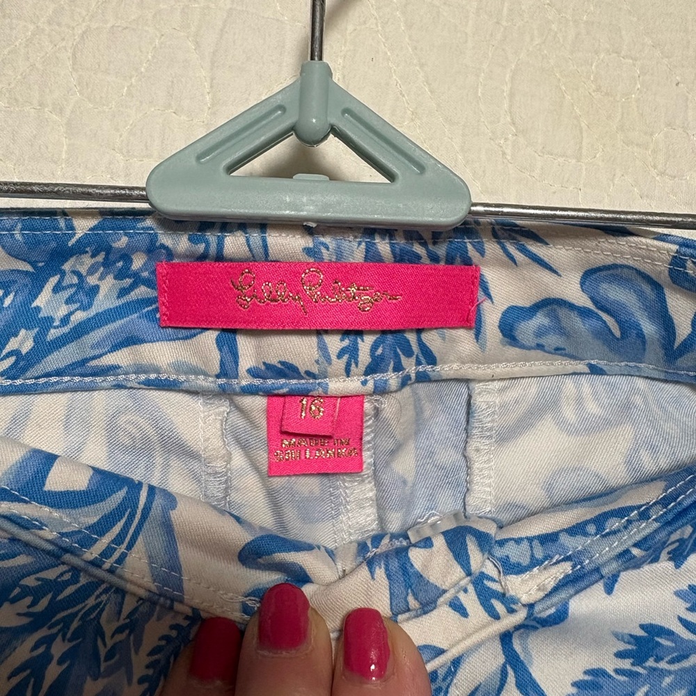 Lilly Pulitzer White and Blue Patterned Women Jeans